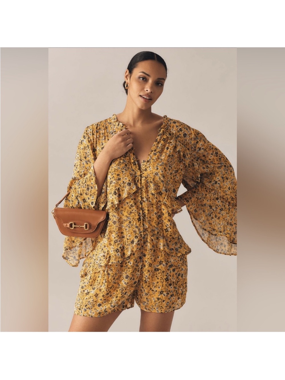 Yellow Floral Ruffle Romper